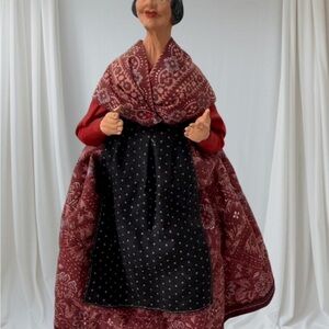 SIGNED G. DEVOUASSOUX SANTON DE PROVENCE HANDMADE CLAY 10" TALL WOMAN FIGURINE